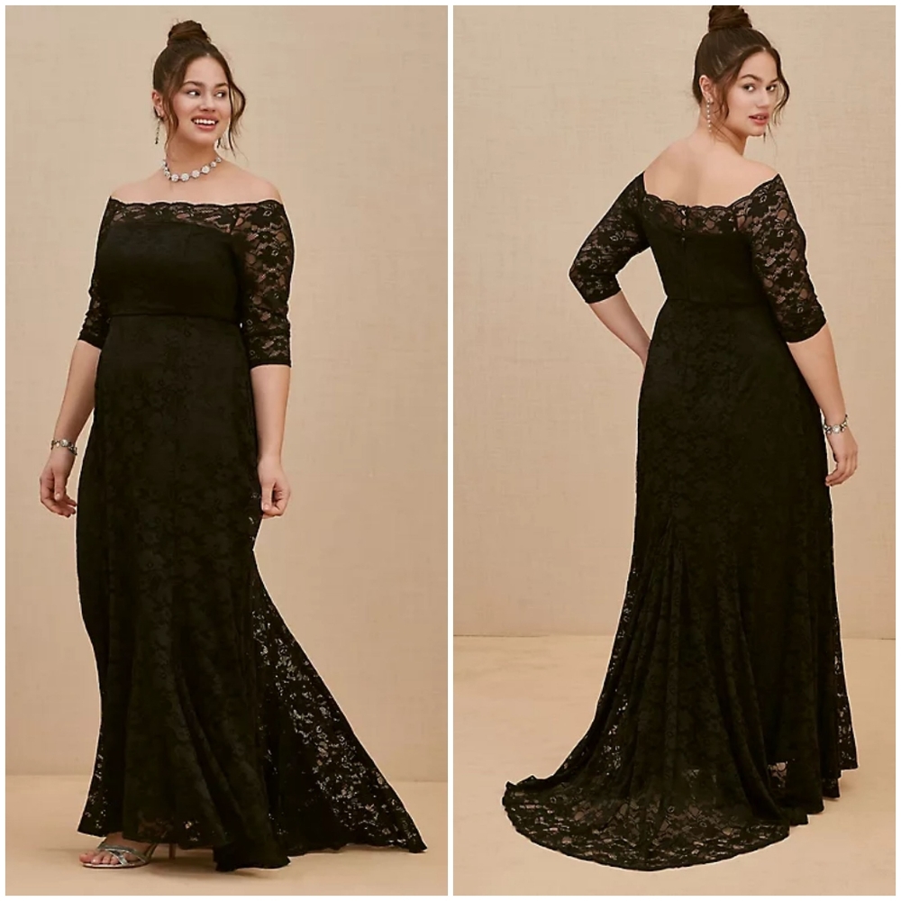 NWT Torrid Off the Shoulder  Black Lace Gown Sz 24